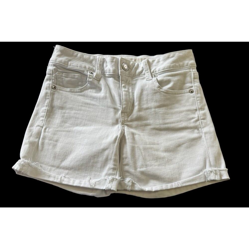 American Eagle White Shorty Shorts Size 4 Frayed Cuffs Summer Beach Spring Break